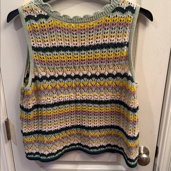 The General Good Sweater Vest Pullover Striped Pointelle Knit Sleeveless.Size XL - Picture 4 of 5